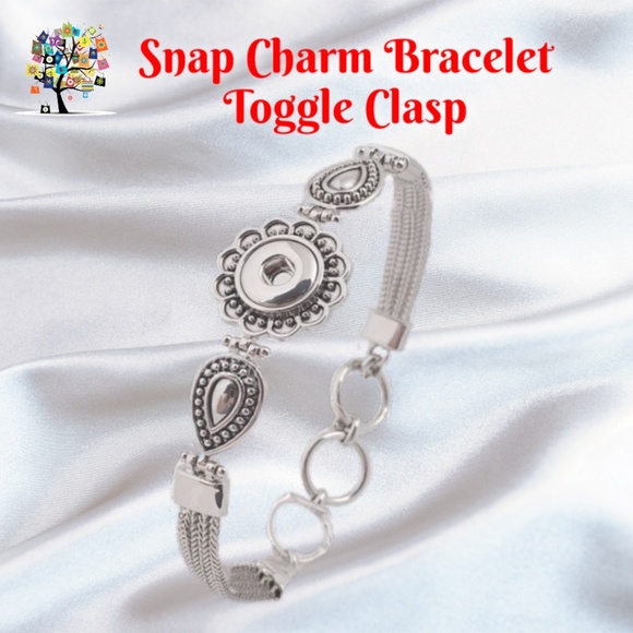 Snap Charm Bracelet for 1 Mini Snap 1/2" Diameter - Adjustable - Picture 1 of 3